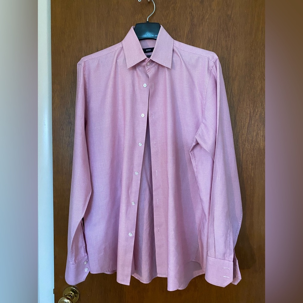 Hugo Boss Men’s Size 16 34/35 Pink Dress Shirt